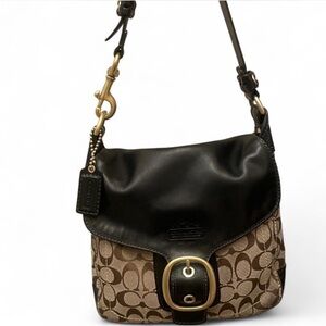 SOLDCoach Black and Tan Crossbody Bag